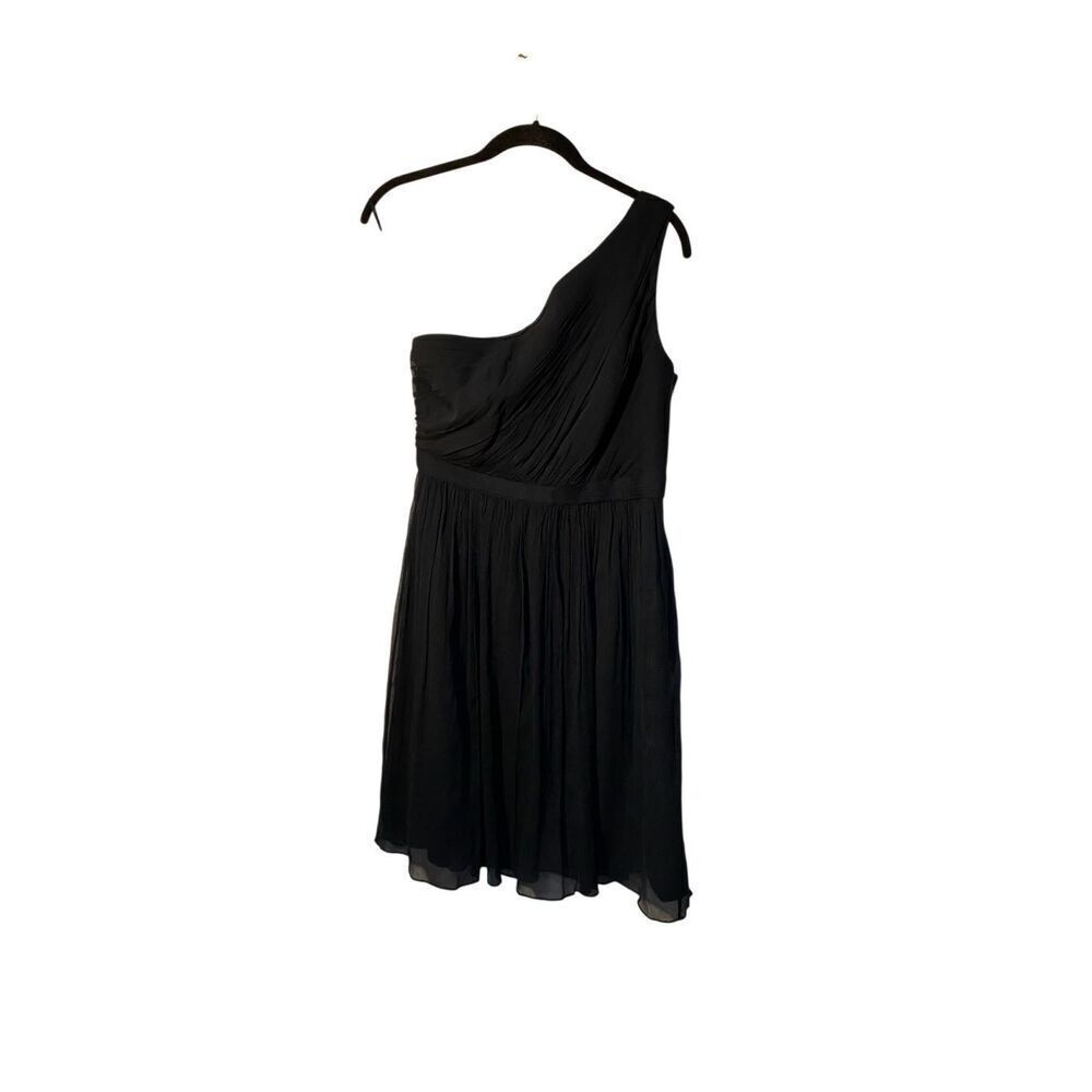 J.Crew women’s 100% silk black one shoulder chiffon mini dress size 6